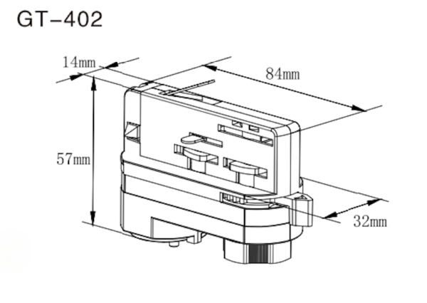 PENDEL ADAPTER | 3-FASE | RAIL | 8 CM