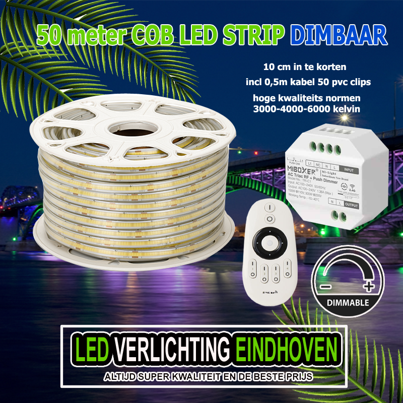 LED STRIP COB 2700-3000-4000-6000K 50 meter IP65 DIMBAAR