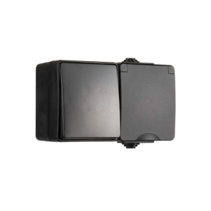 ION INDUSTRIES | OPBOUW WANDCONTACTDOOS + WISSEL | HOR IP55 | ZWART