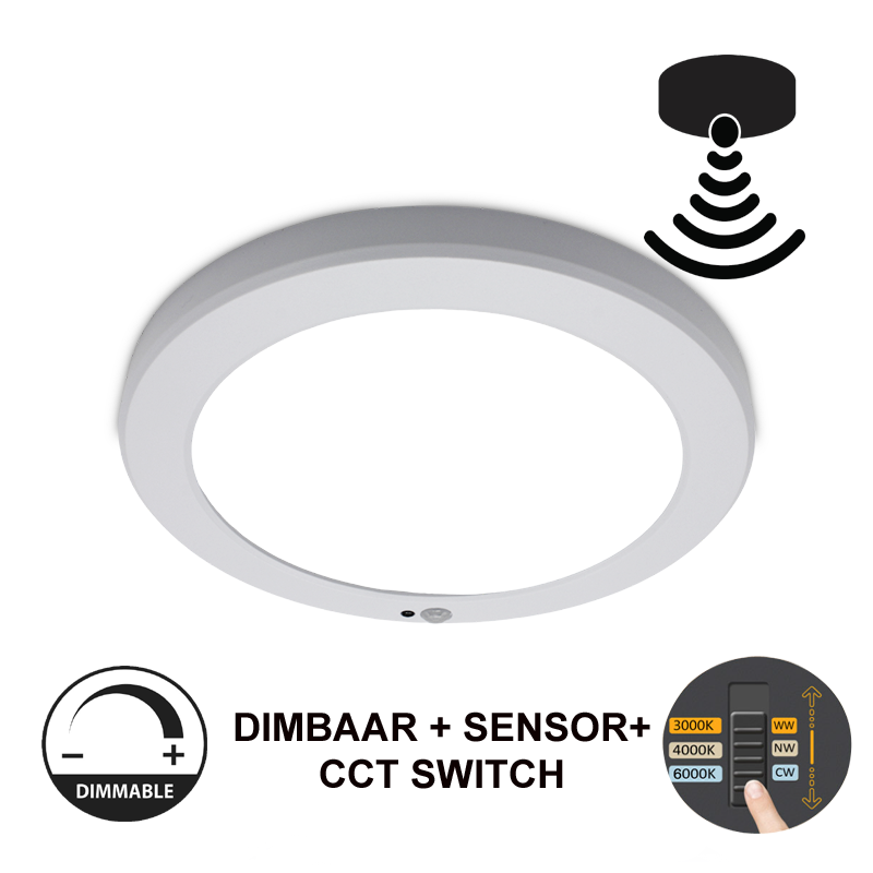 LED IN/OPBOUW DOWNLIGHT SENSOR+WATT SWITCH+CCT SWITCH